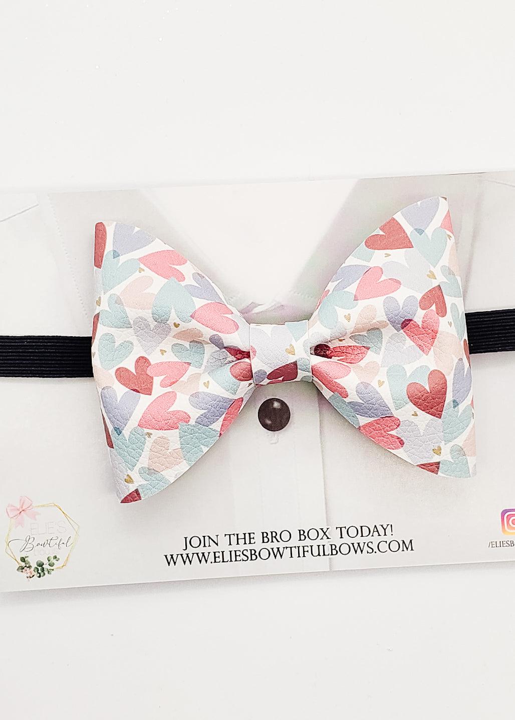 Mr. Neutral hearts - faux leather - 4.2"-Bowties-Elie’s Bows