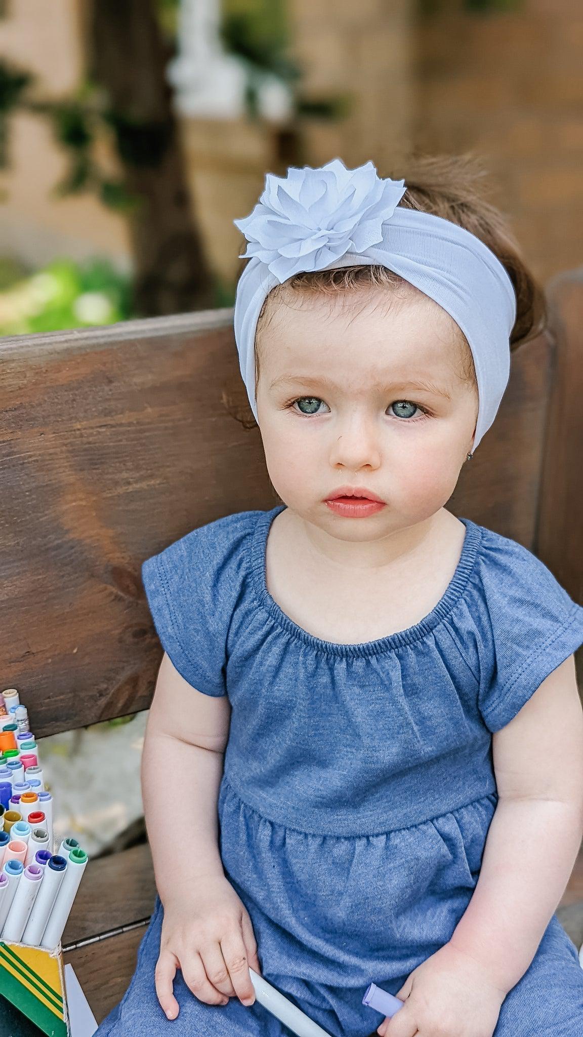 Navy Blooms Headband-Headband-Elie’s Bows