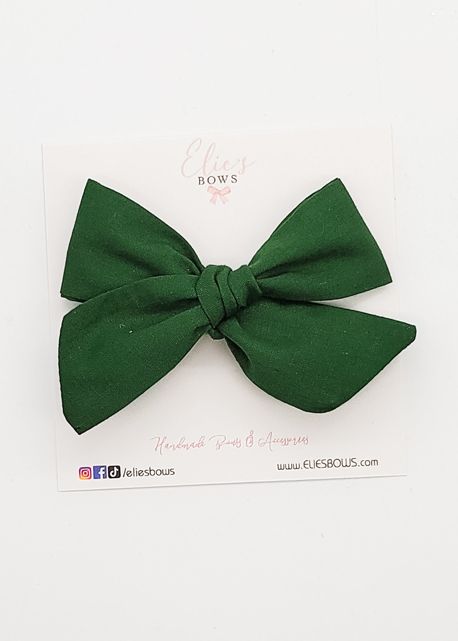 Olive Green - Mini Elie - Fabric Bow - 3.2"-Bows-Elie’s Bows