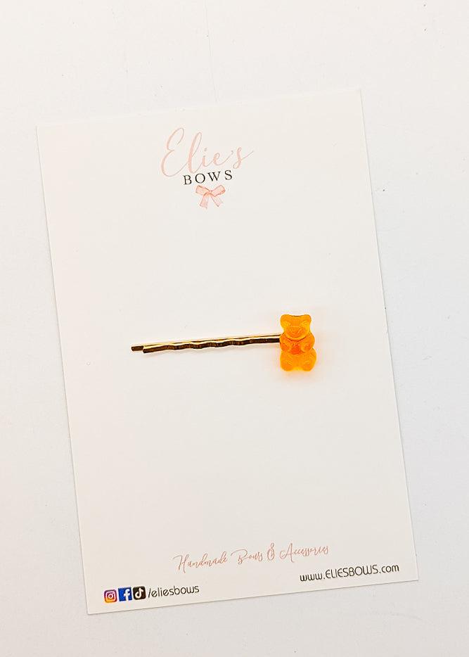 Orange Gummy Bobby Pin - 2.5"-Bobby Pins-Elie’s Bows