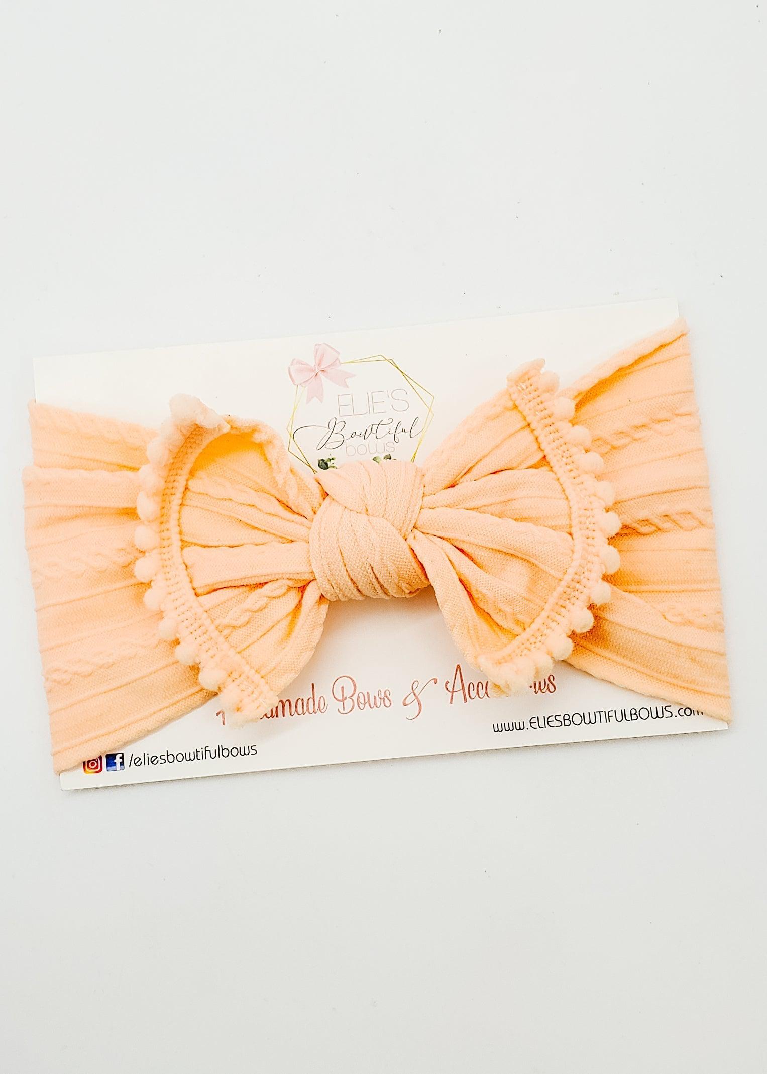 Peach Solid Amira (fits all ages)-Headbands-Elie’s Bows