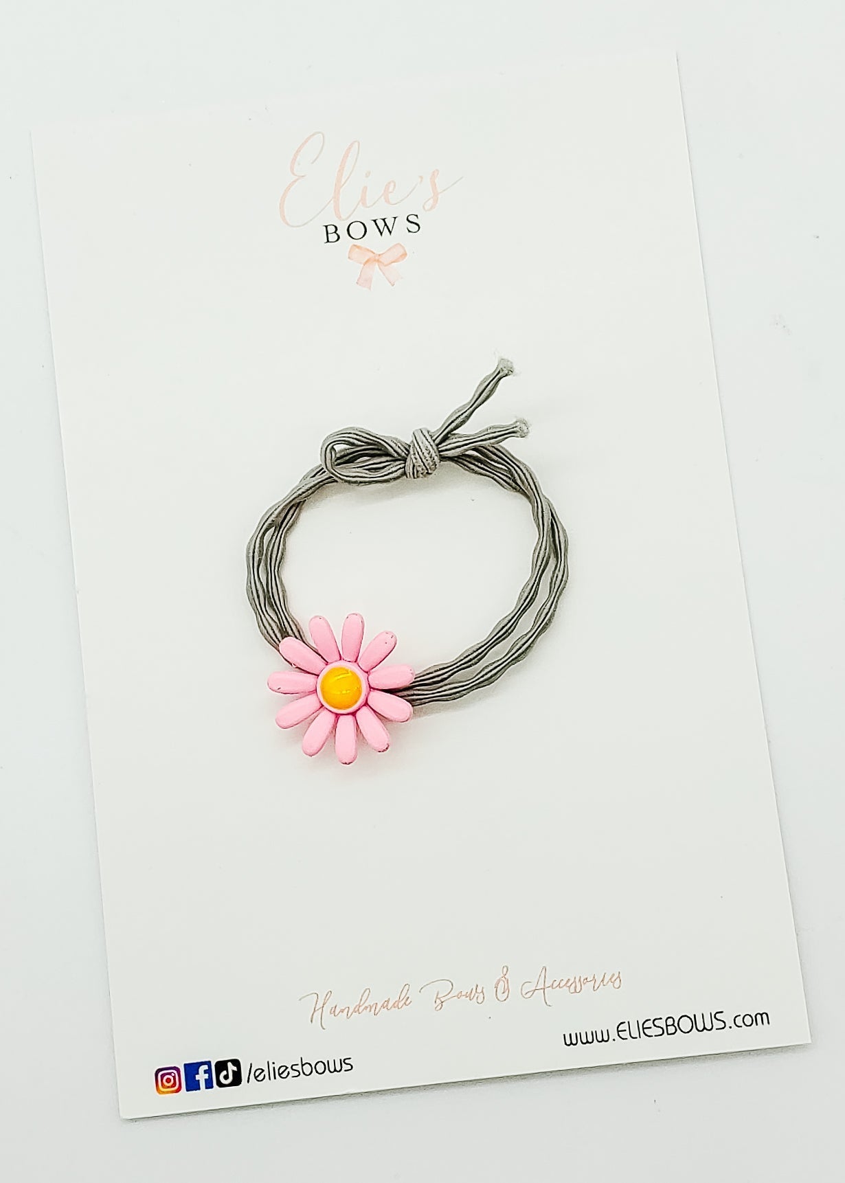 Pink Daisy Hair Elastic-Hair Elastics-Elie’s Bows