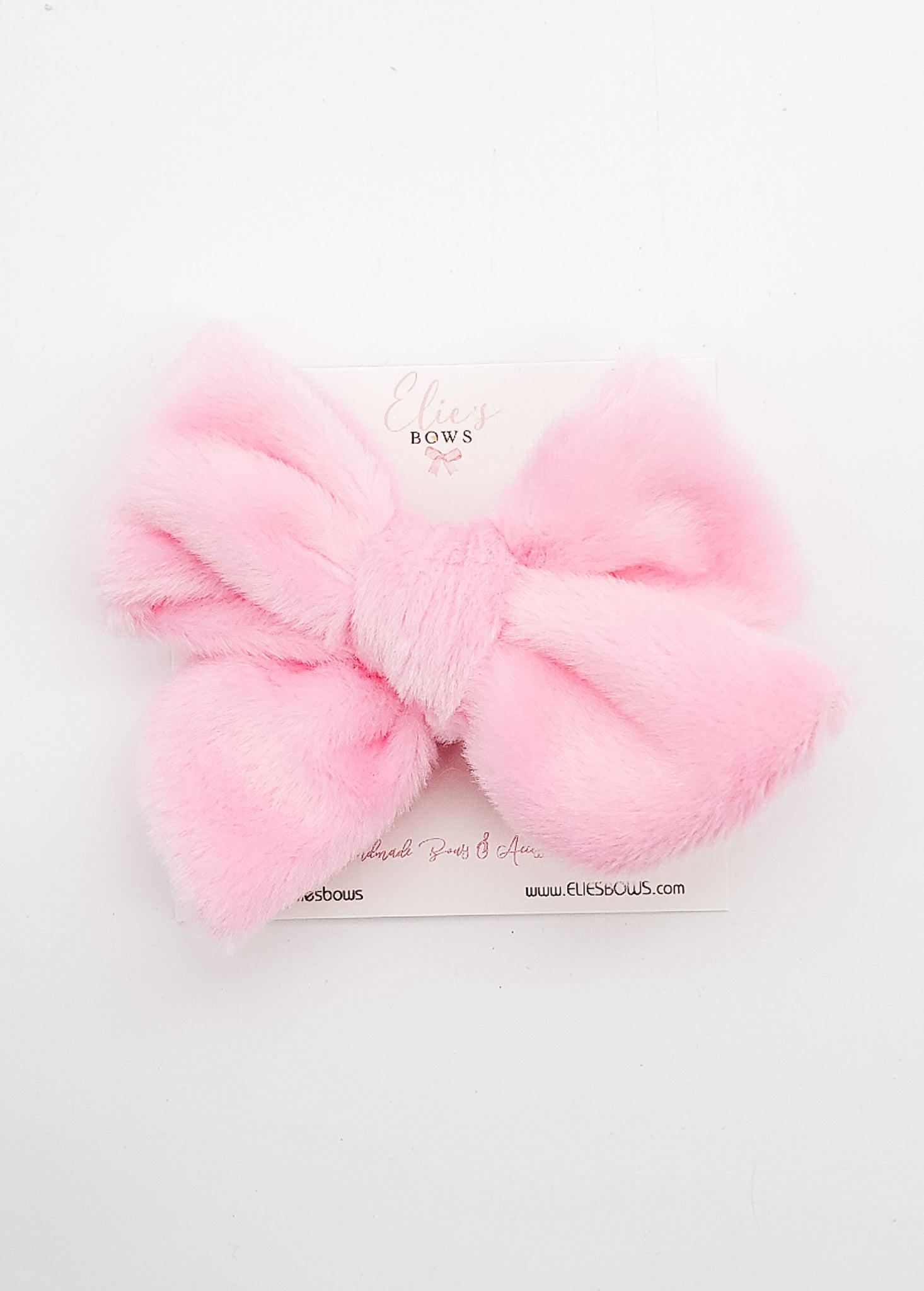 Pink Furr - Fabric Bow - 4.5"-Bows-Elie’s Bows