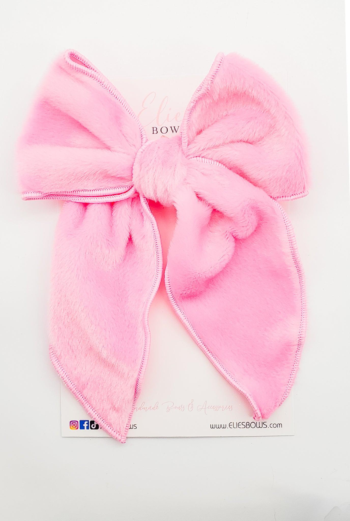Pink Furry - Charlotte Bow - 5.5"-Charlotte-Elie’s Bows