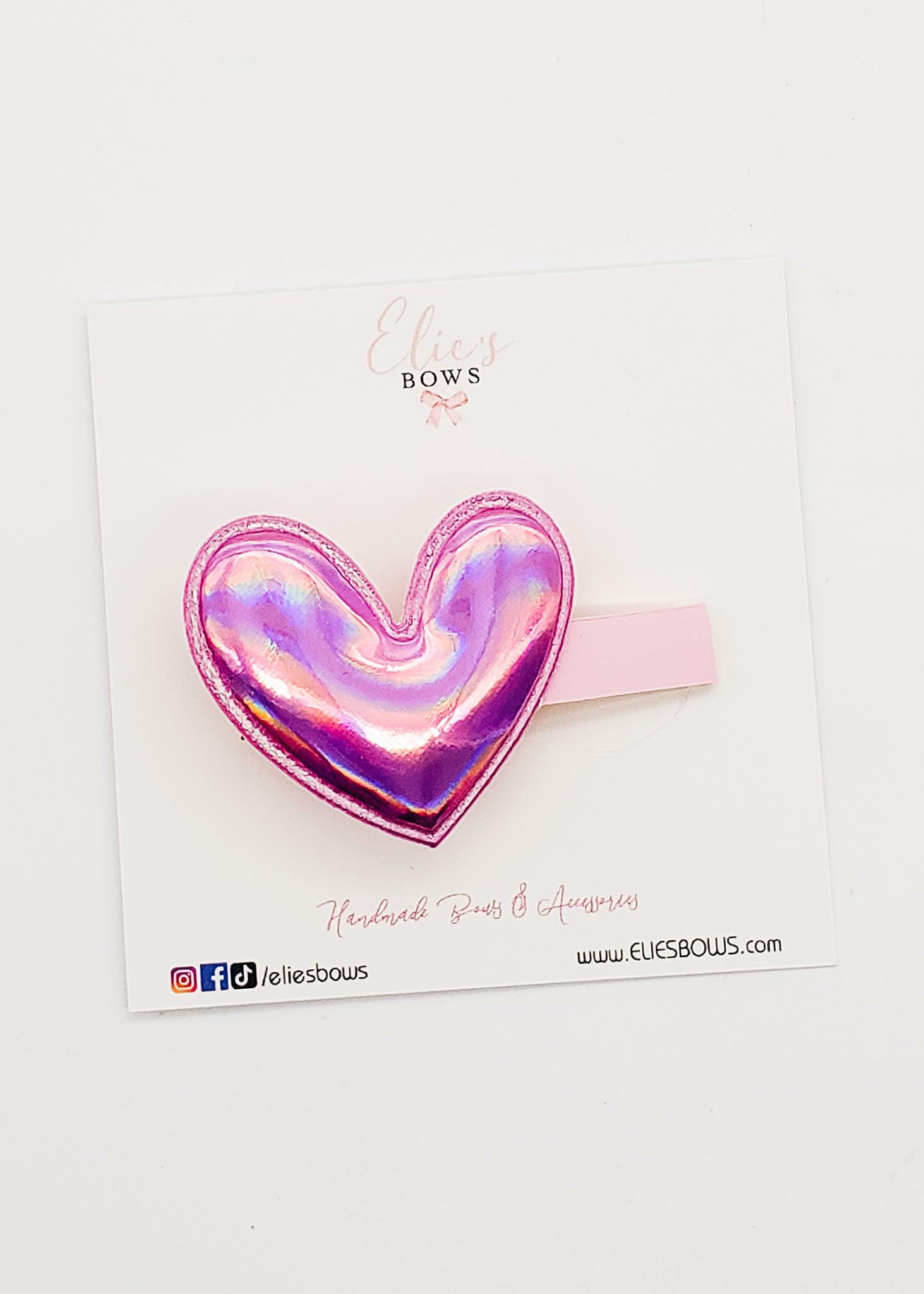 Pink Hearts - Bar Clip - 2.5"-Snap Clips-Elie’s Bows