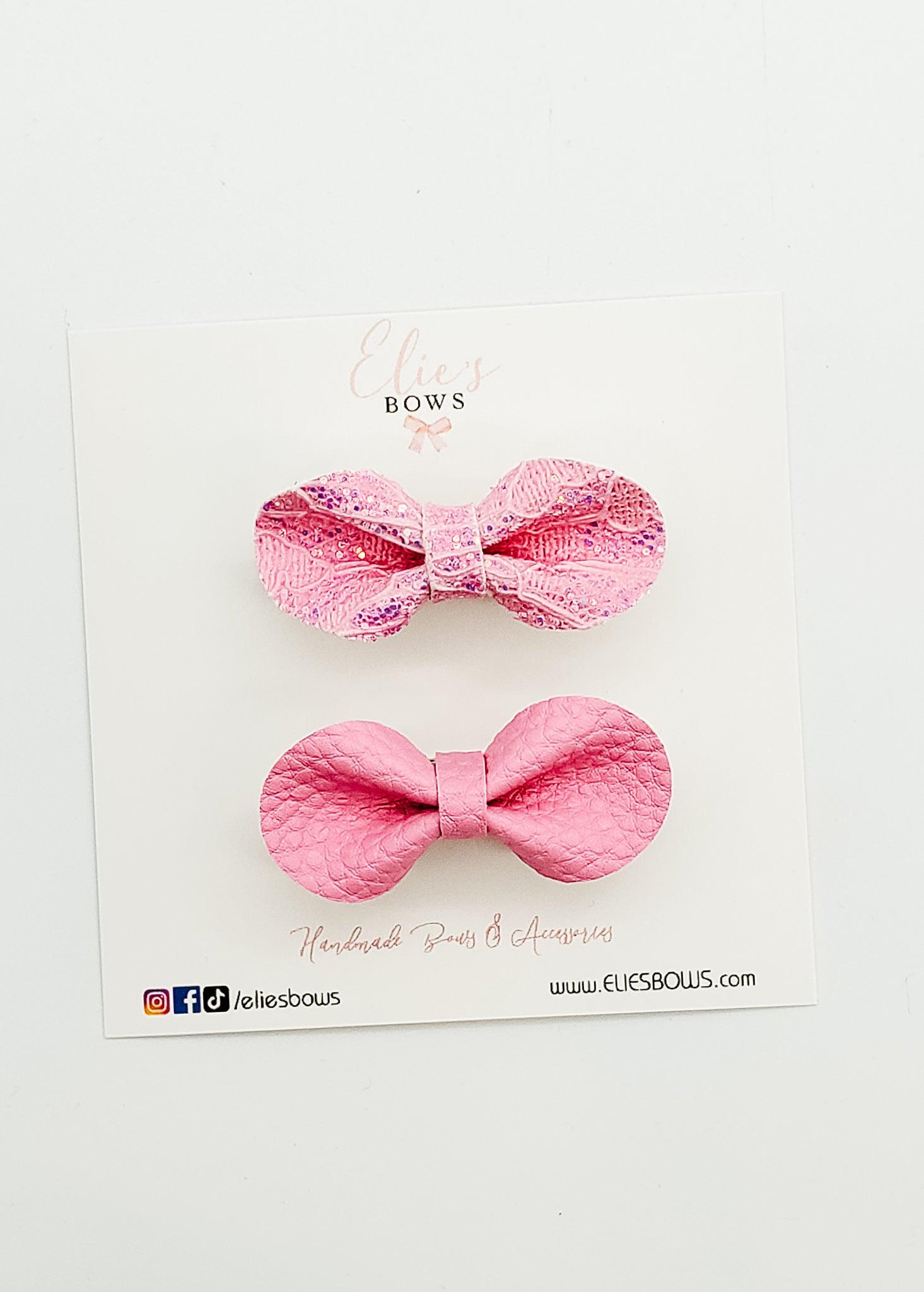 Pink Lace - Trixie - 1.7"-Snap Clips-Elie’s Bows