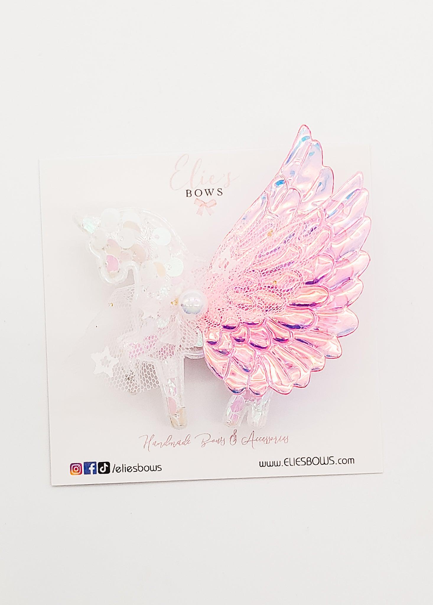 Pink Unicorn Sequence - Clips - 3"-Snap Clips-Elie’s Bows