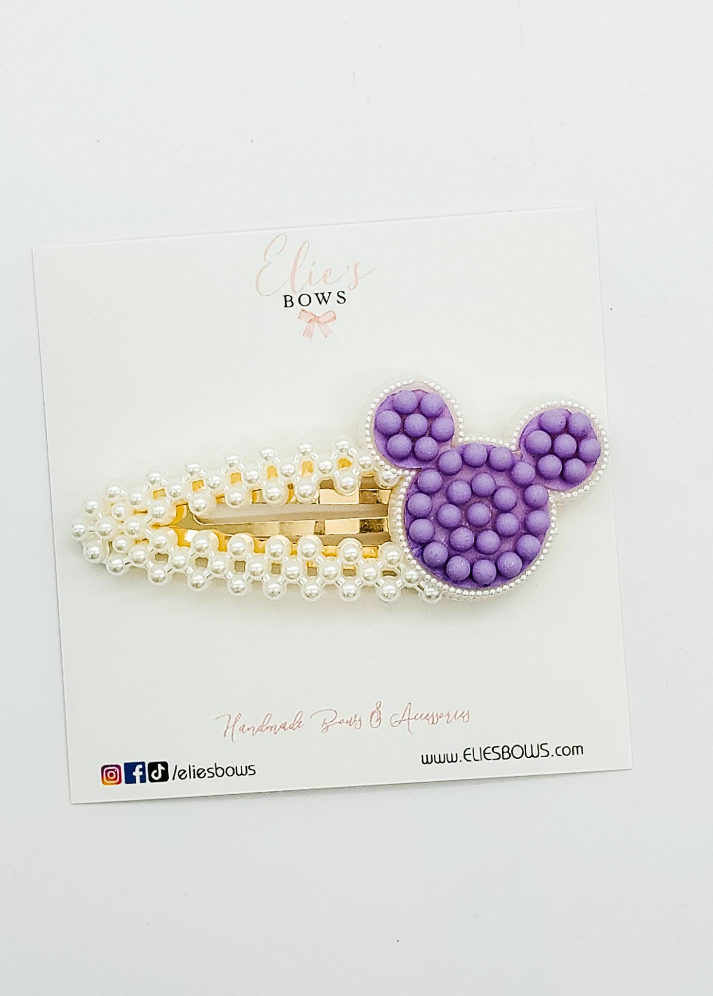 Purple Pearl M - Snap Clips - 2.5"-Snap Clips-Elie’s Bows