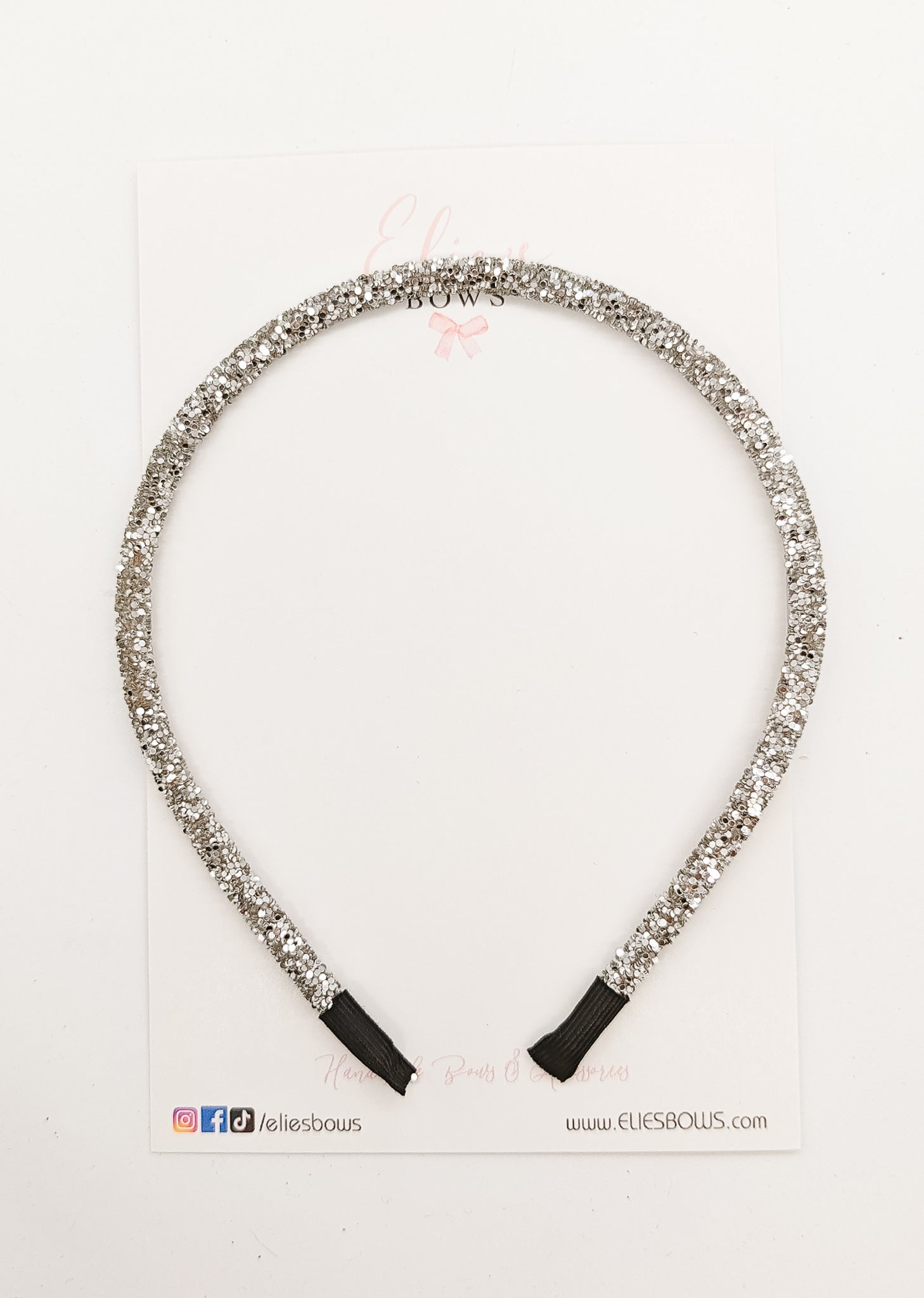 Silver - Glitter hard headband-Hard Headbands-Elie’s Bows
