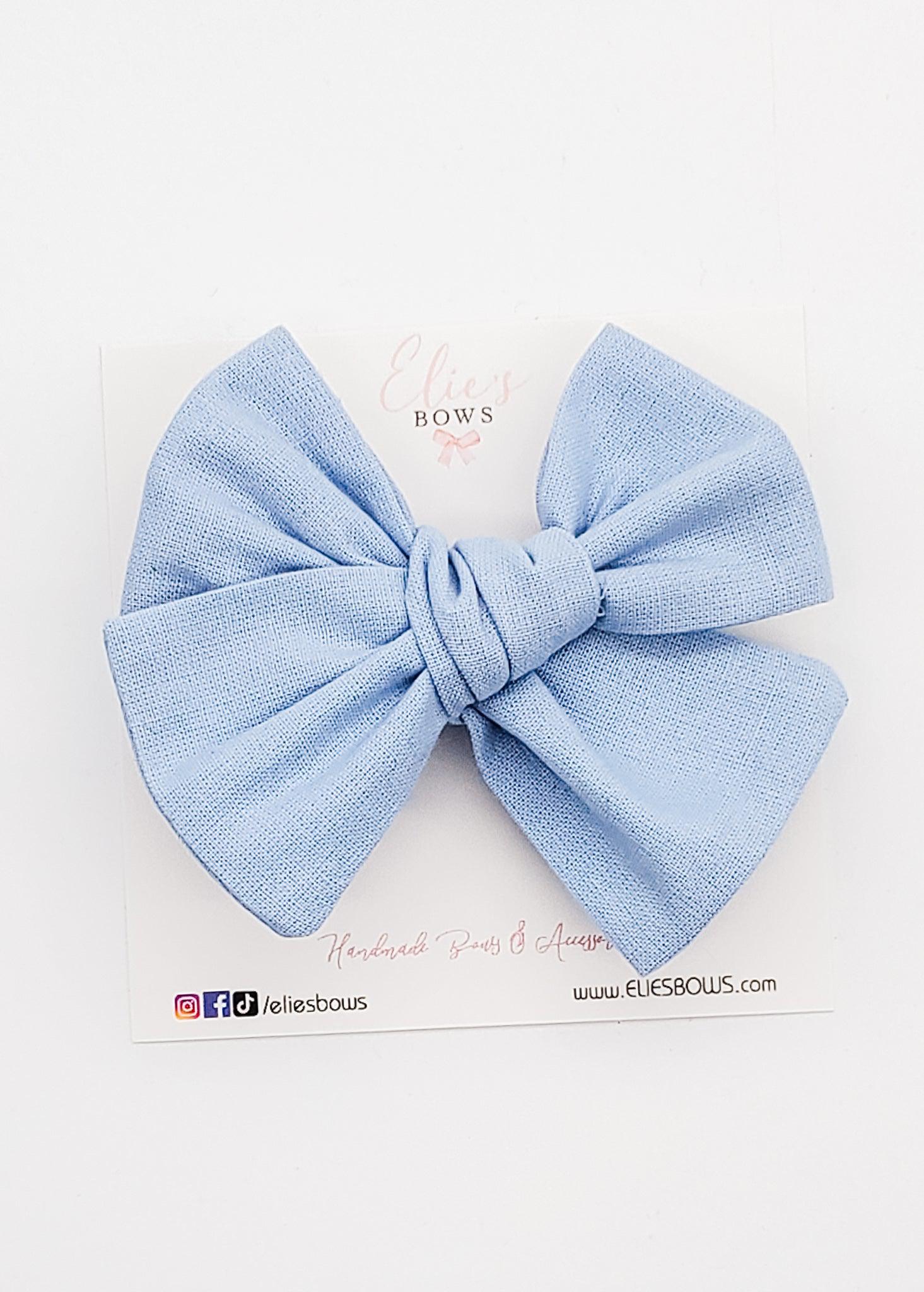 Sky Blue - Fabric Bow - 3.2"-Bows-Elie’s Bows