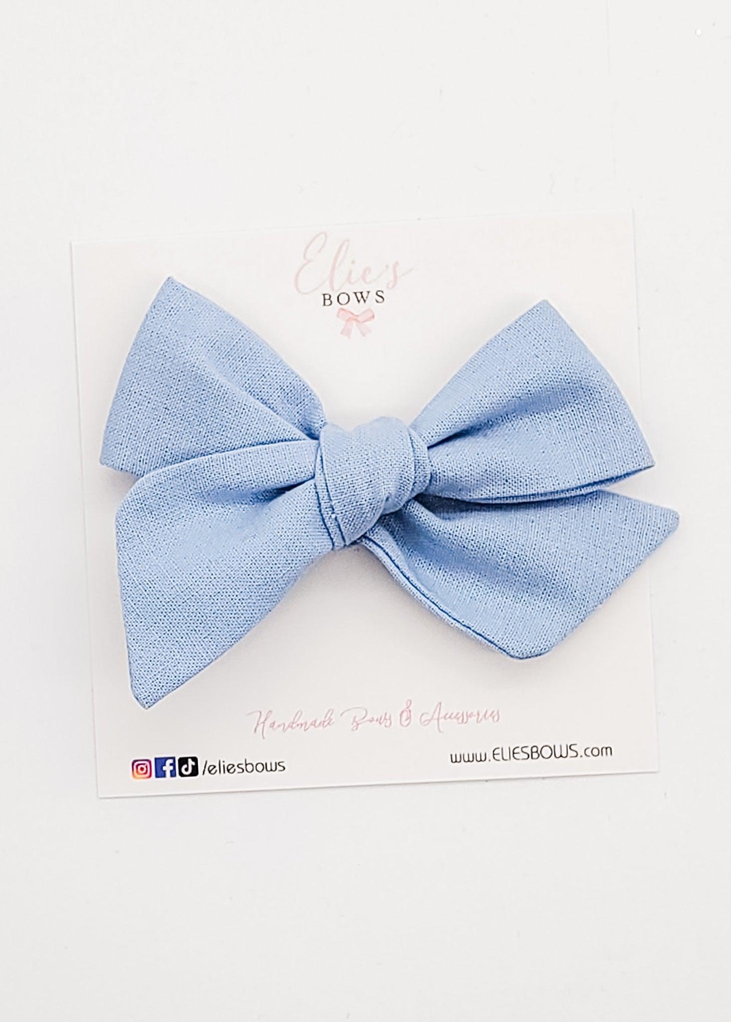 Spring Blue - Mini Elie - Fabric Bow - 3.2"-Bows-Elie’s Bows