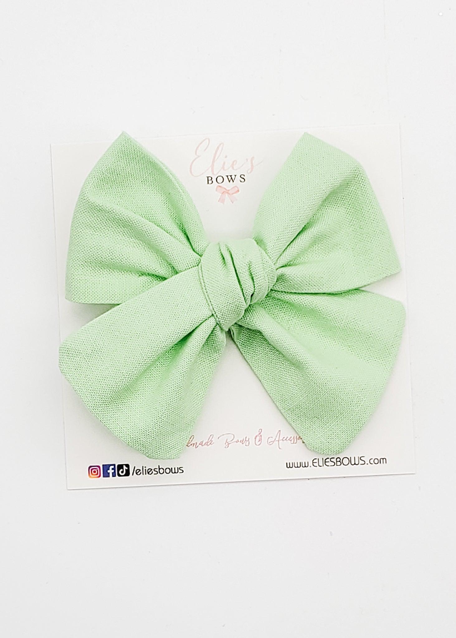 Spring Green - Fabric Bow - 3.2"-Bows-Elie’s Bows