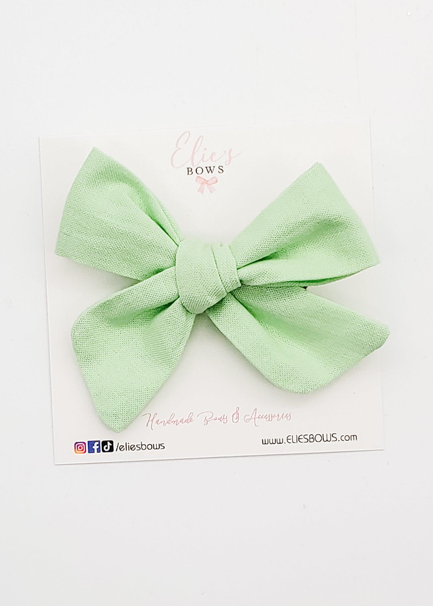 Spring Green - Mini Elie - Fabric Bow - 3.2"-Bows-Elie’s Bows