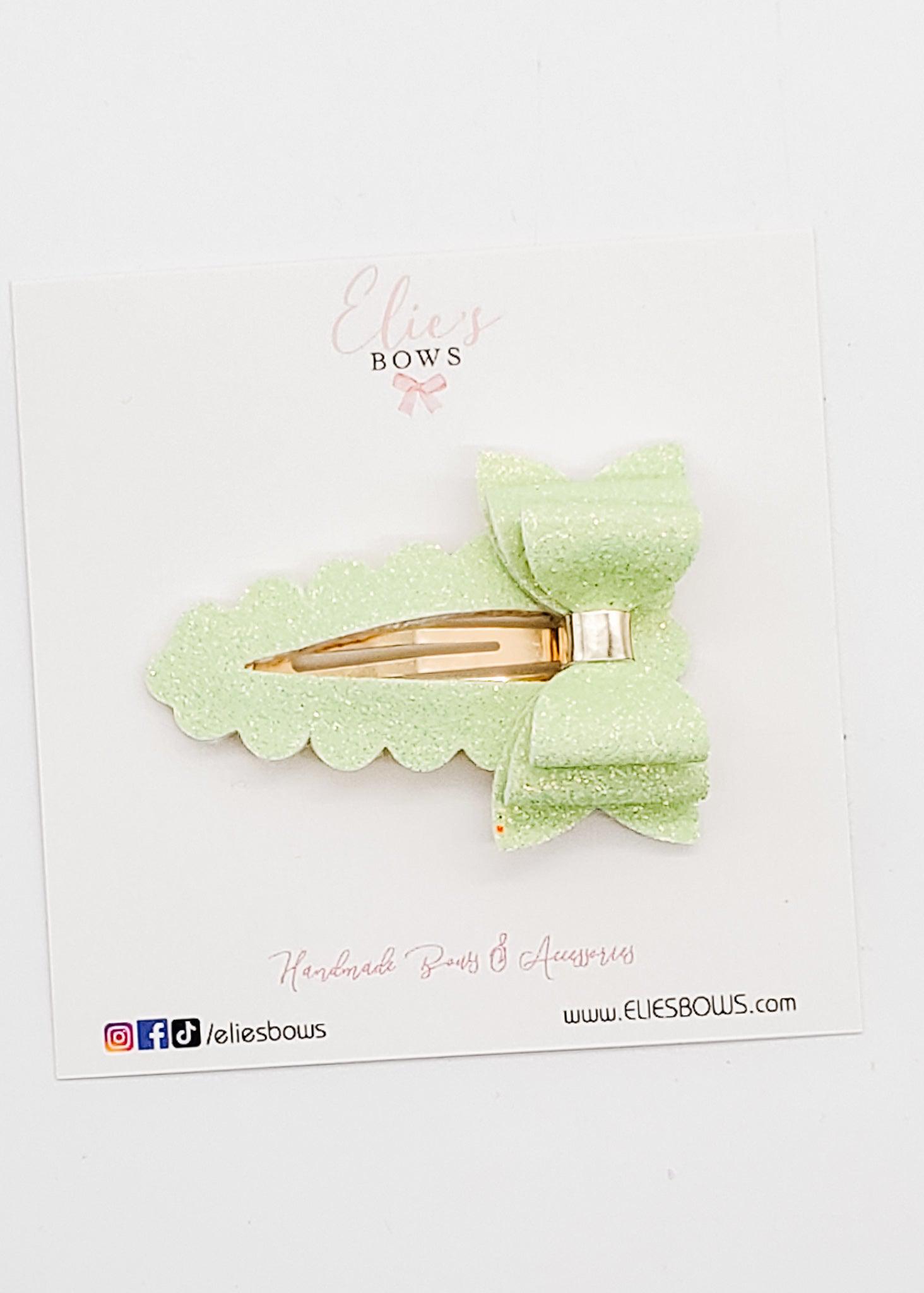 Spring Green - Shimmer - Snap Clips - 2.2"-Snap Clips-Elie’s Bows