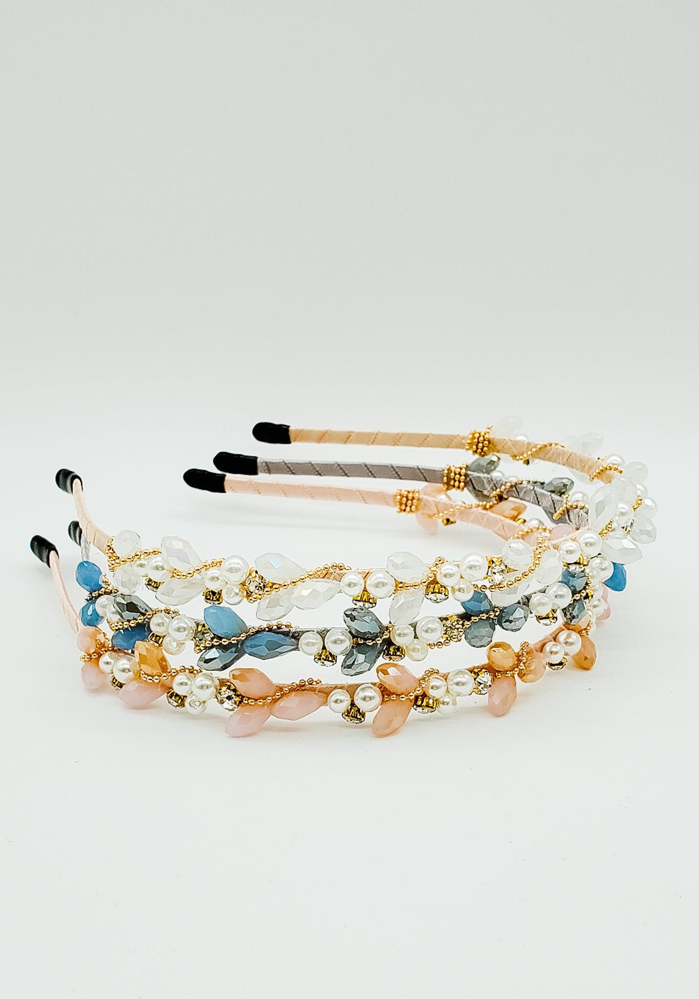 Spring Pearls & Jewels - Hard Headband-Headband-Elie’s Bows