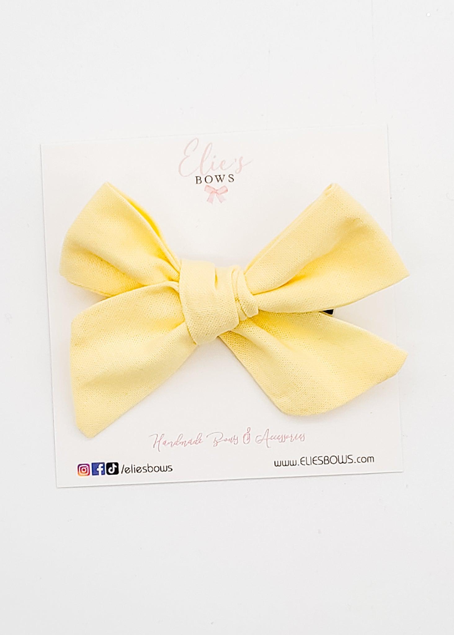 Spring yellow - Mini Elie - Fabric Bow - 3.2"-Bows-Elie’s Bows