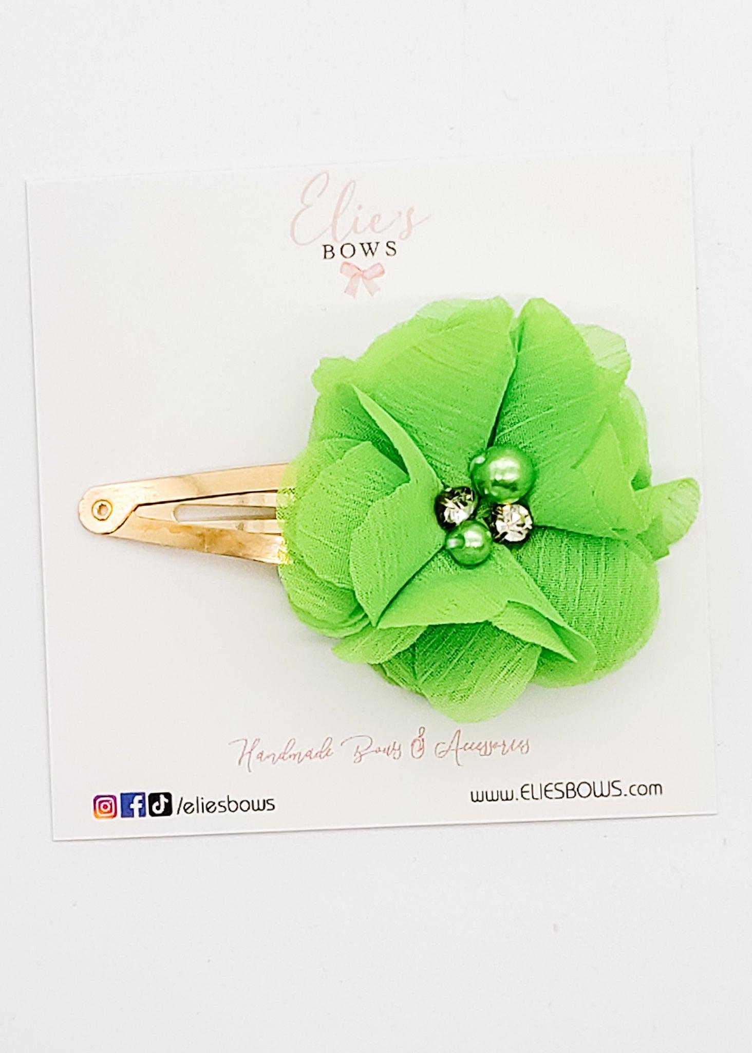 St. Patrick's Green Flower - Snap Clips - 2"-Snap Clips-Elie’s Bows