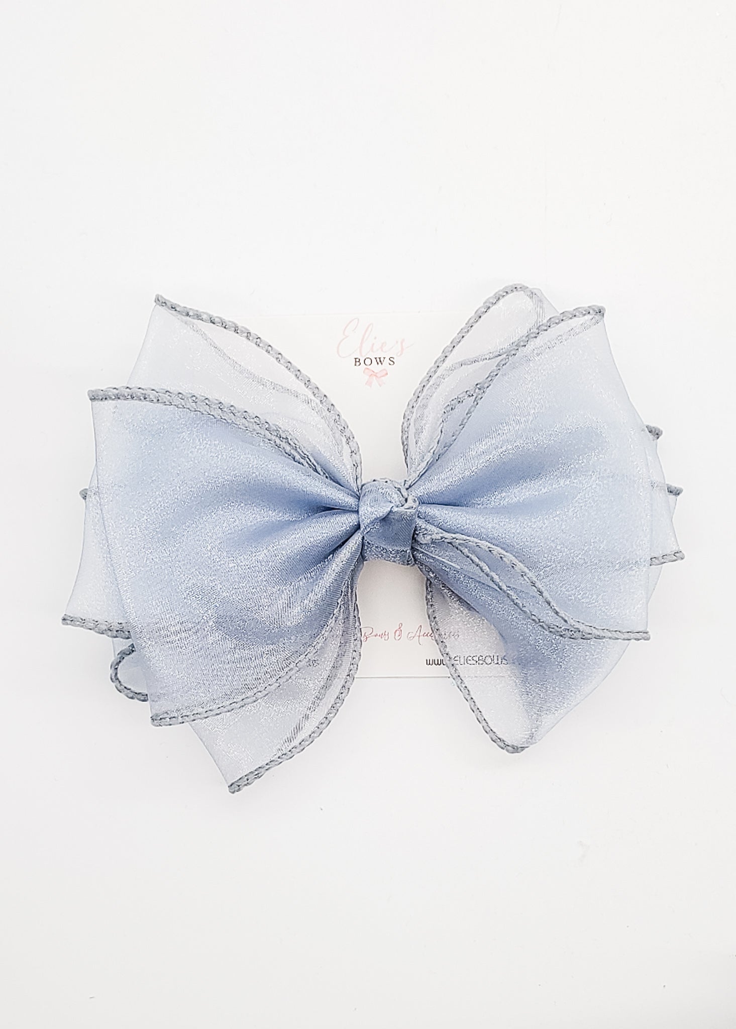 Steel Blue - Organza Fabric Bow - 5.5"-Bows-Elie’s Bows