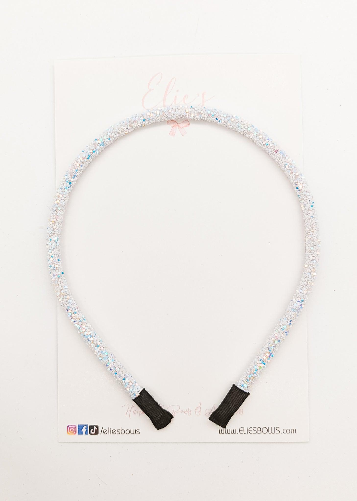 White - Glitter hard headband-Hard Headbands-Elie’s Bows