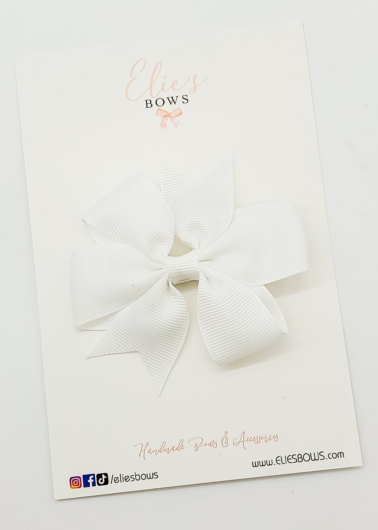 White Ribbon Celebration Bow - 3.5"-Bows-Elie’s Bows