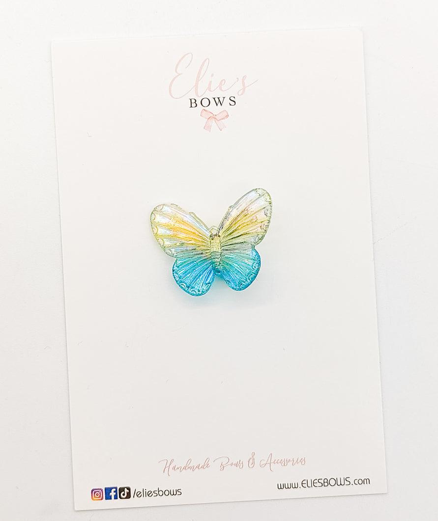 Yellow Blue Butterfly Clip - 1.5"-Snap Clips-Elie’s Bows