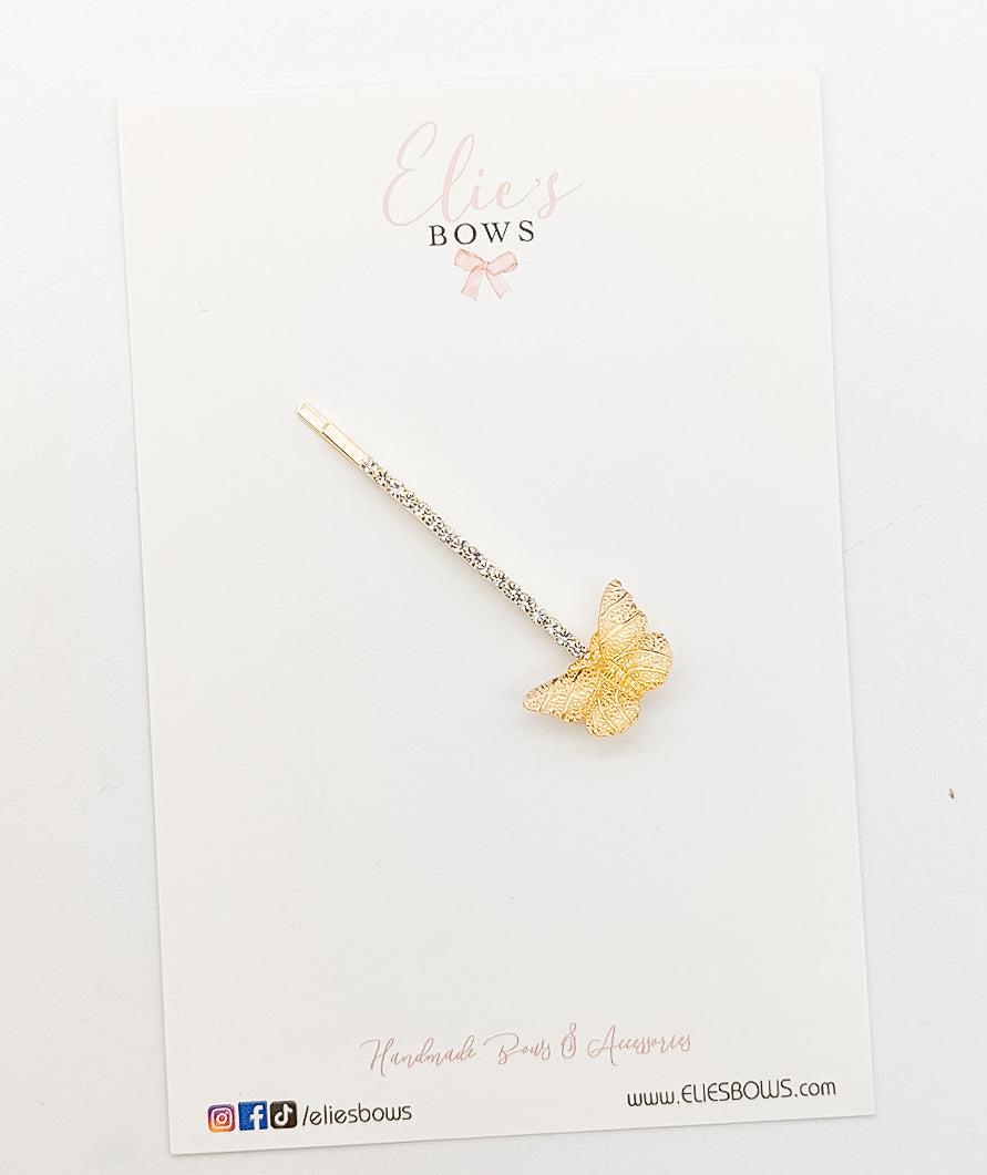 Yellow Butterfly Bobby Pin - 2.5"-Snap Clips-Elie’s Bows