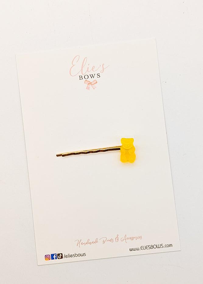 Yellow Gummy Bobby Pin - 2.5"-Bobby Pins-Elie’s Bows